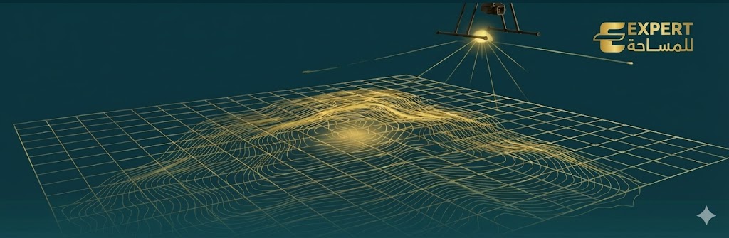 مهندس مساحة يستخدم جهاز Total Station في موقع عمل